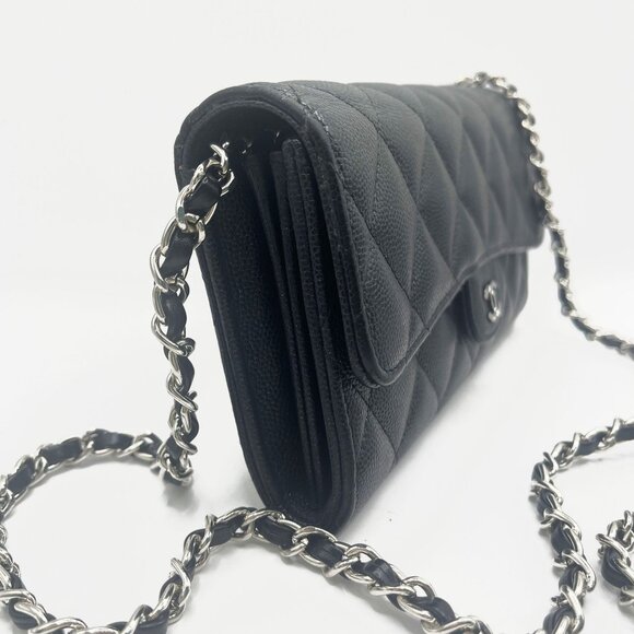 Authentic CHANEL CC Classic Caviar Flap Wallet Chain Shoulder Crossbody Black - Picture 6 of 16